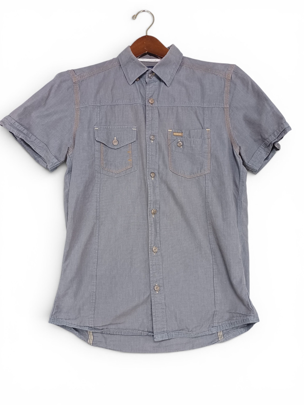 Duck And Cover Utility Shirt Men Small Gray Gorpcore Workwear Button Up Casual